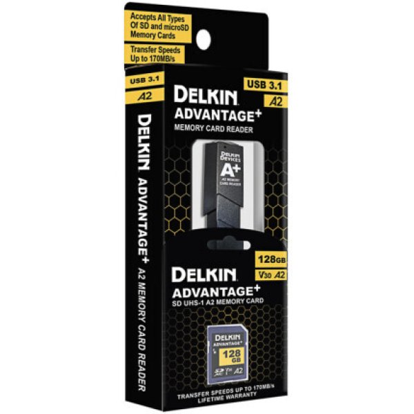 画像1: Delkin ADVANTAGE+ UHS-I A2 256GB SDXC w/Reader 170MB/s Read 90MB/s Write